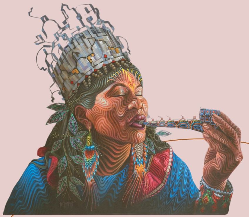 Visionary painting by Luis Tamani — Amazonian spirit